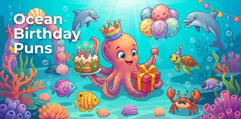 Octopus celebrating ocean birthday
