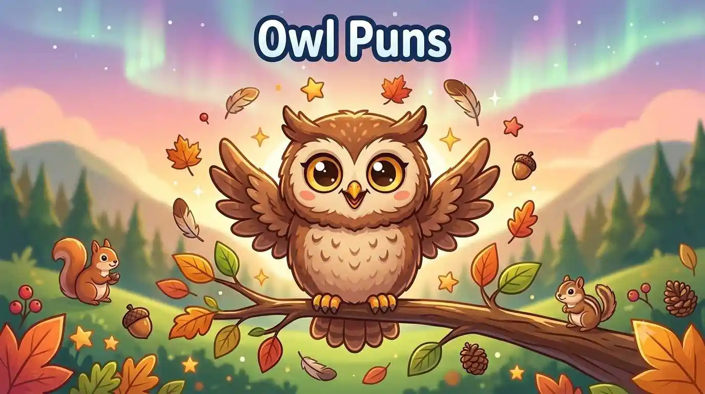 Cute owl making funny faces.