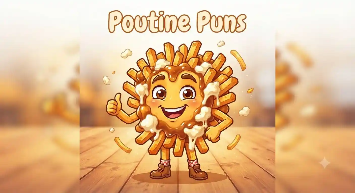 Funny cartoon poutine smiling
