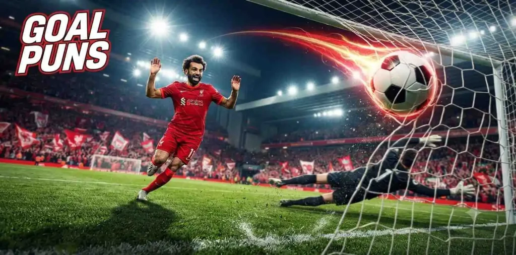 Striker scoring powerful goal