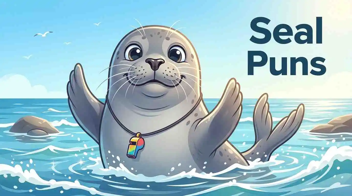 Funny seal by ocean