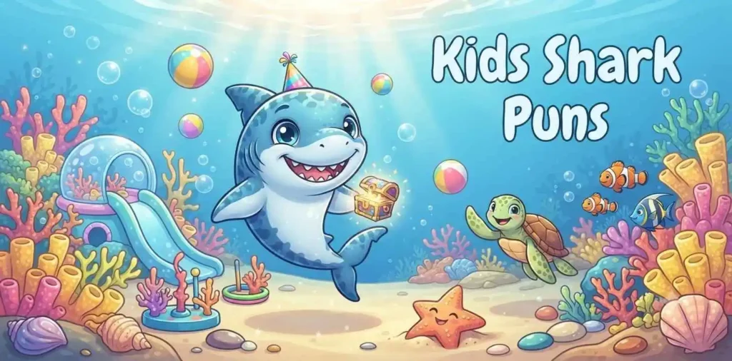 Cute shark playing with toys