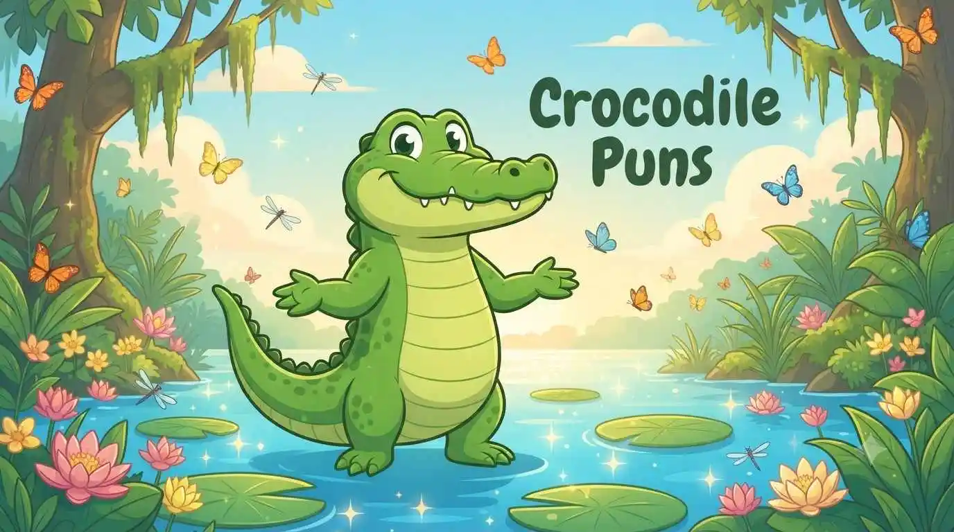 Funny crocodile smiling playfully