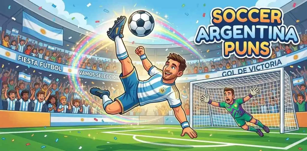 Funny Argentina soccer mascot scoring goal