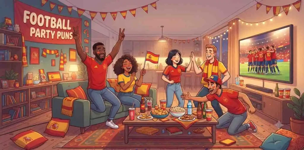 Football party fans celebrating together