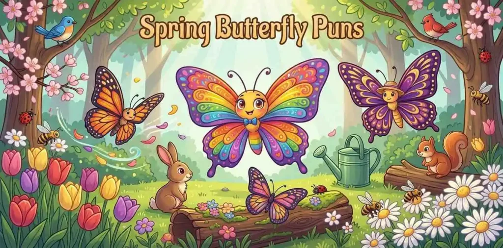 Happy butterflies in spring garden