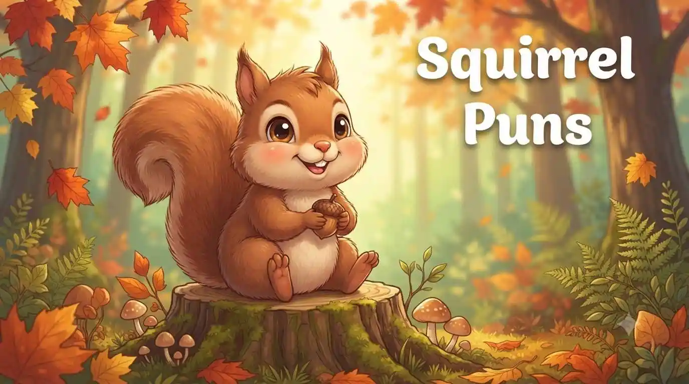 Cute squirrel holding acorn