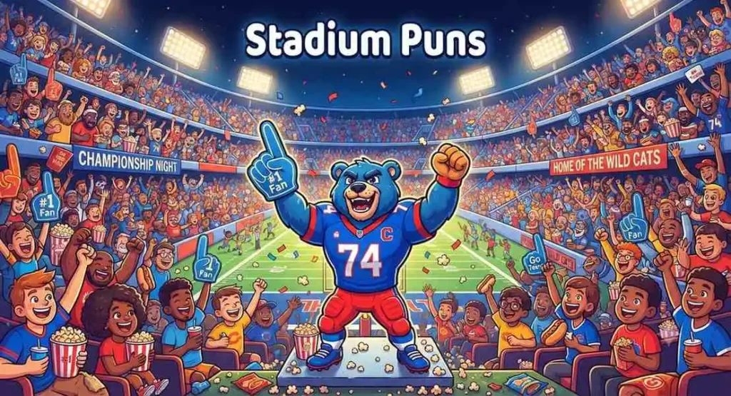 Cartoon crowd cheering football game
