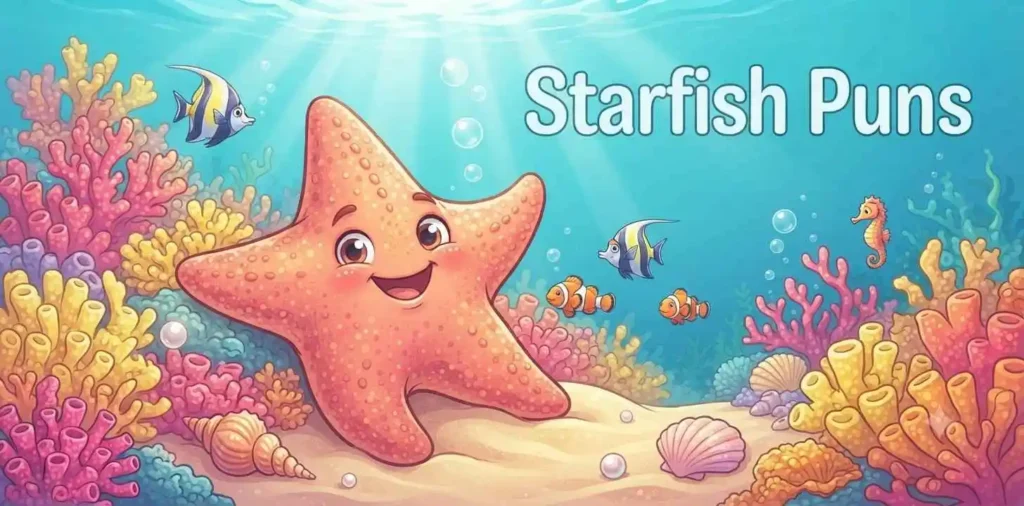 Cute starfish near ocean coral
