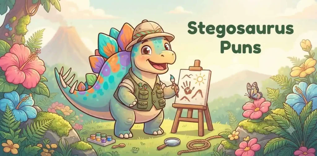 Cute Stegosaurus dinosaur illustration