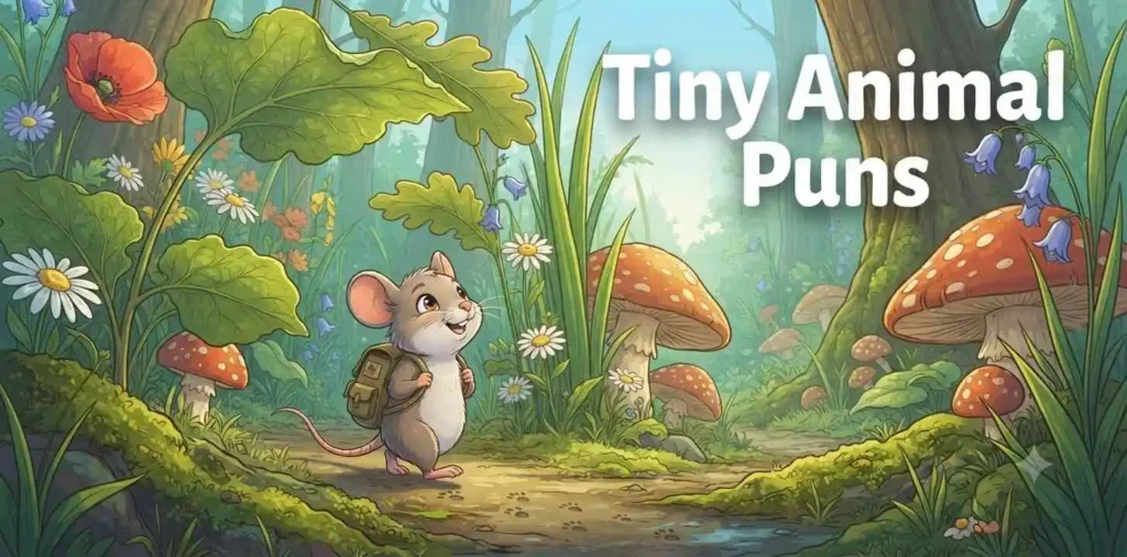 Tiny mouse exploring forest