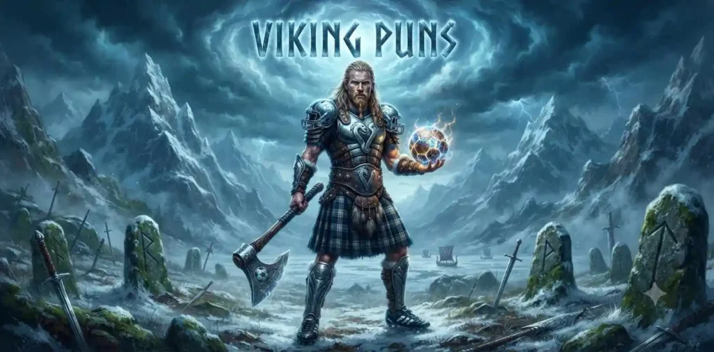 Viking warrior holding football