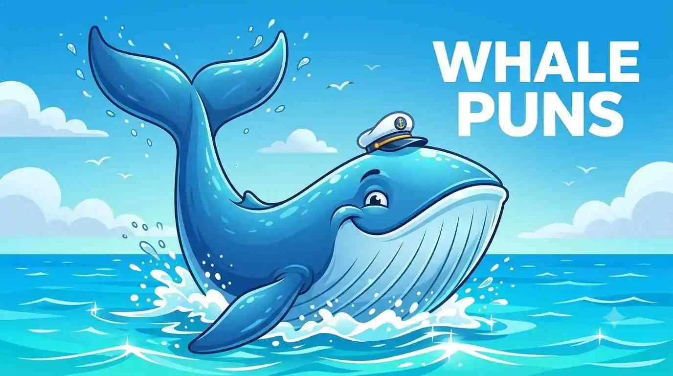 Funny whale jumping from ocean