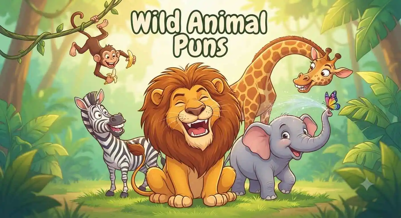 Funny wild animals cartoon group