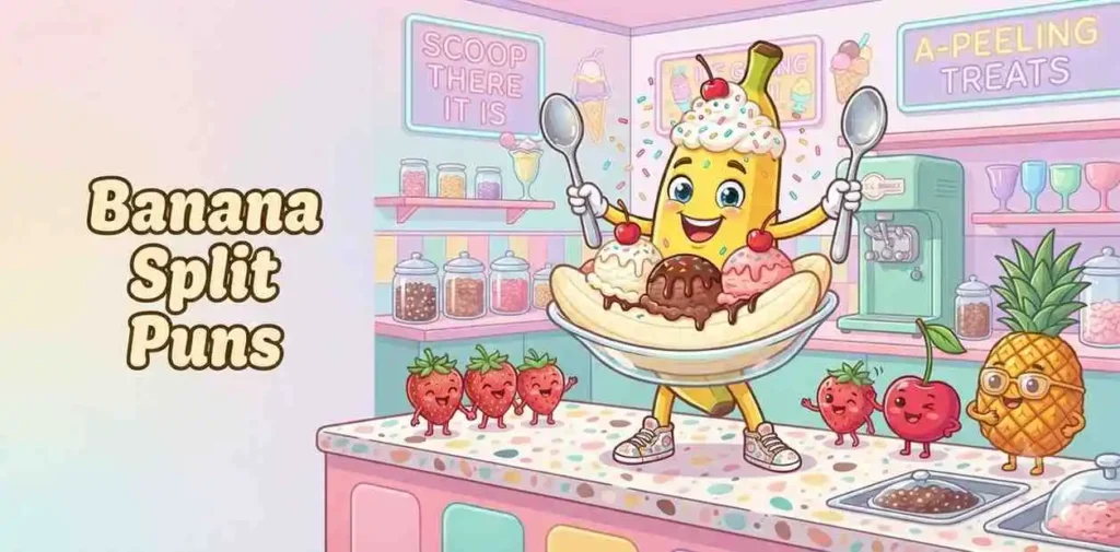 Funny banana split dessert