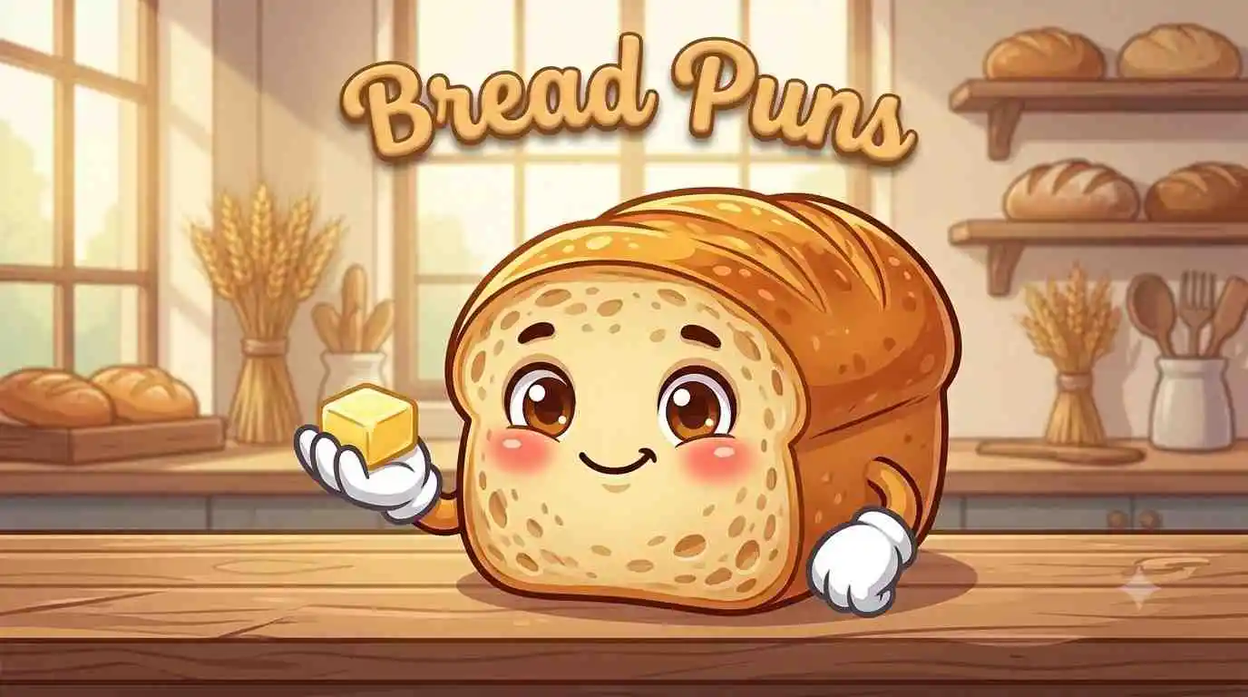 Happy bread loaf mascot