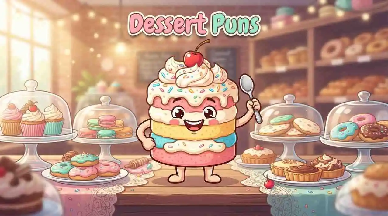 Happy dessert mascot smiling