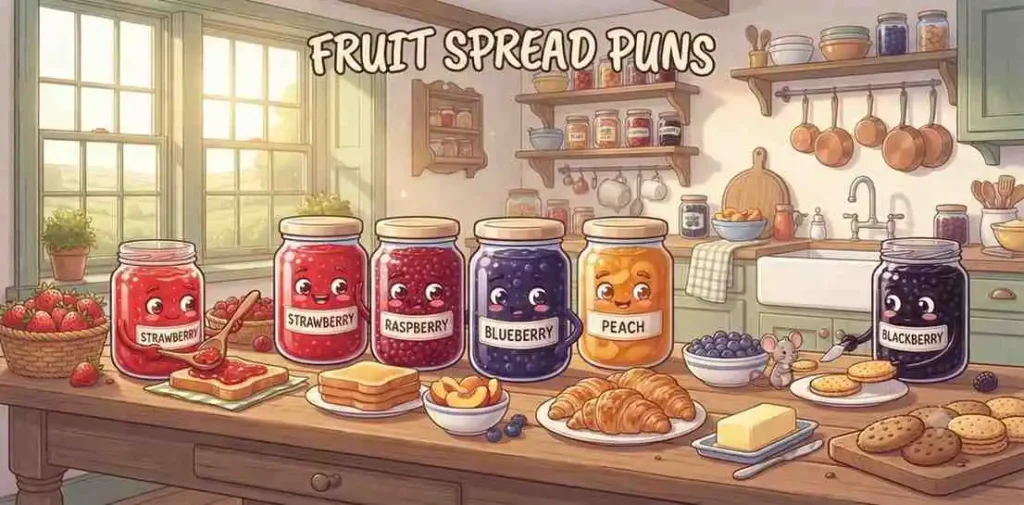 Colorful fruit spread jars