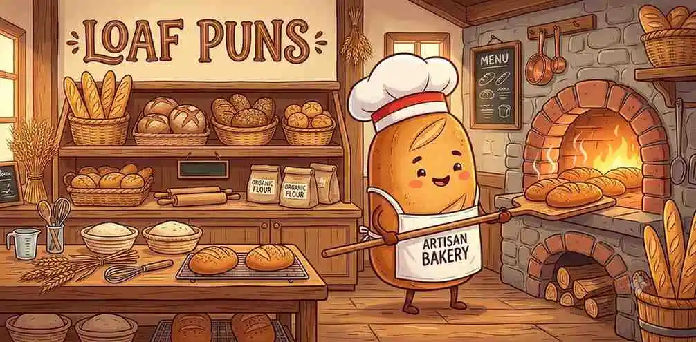 Fresh bread baking scene