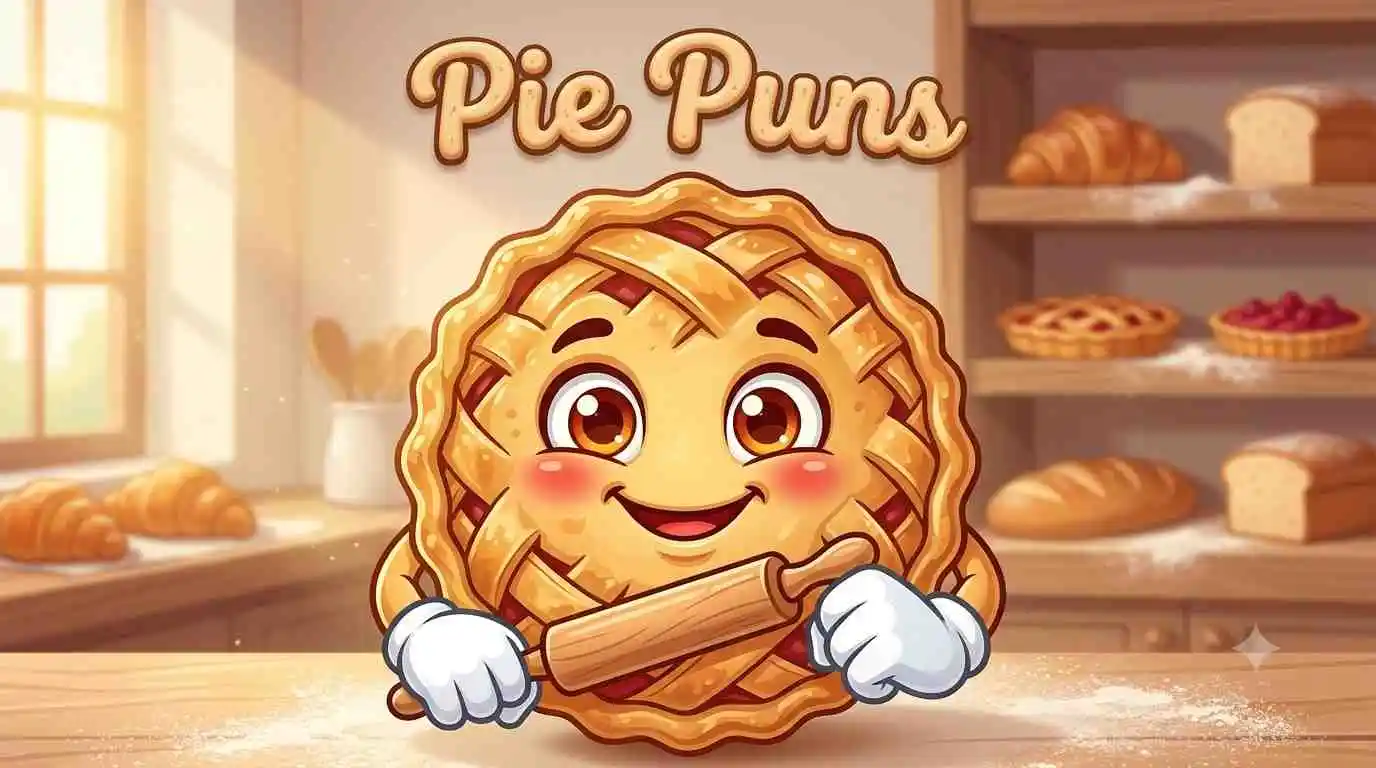 Happy pie mascot smiling
