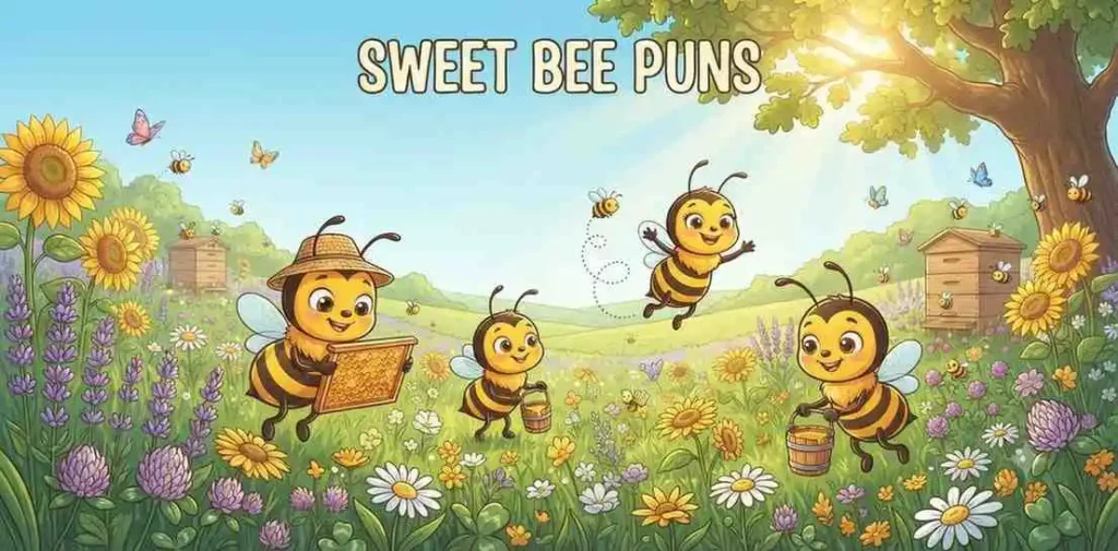 Cute bees collecting honey
