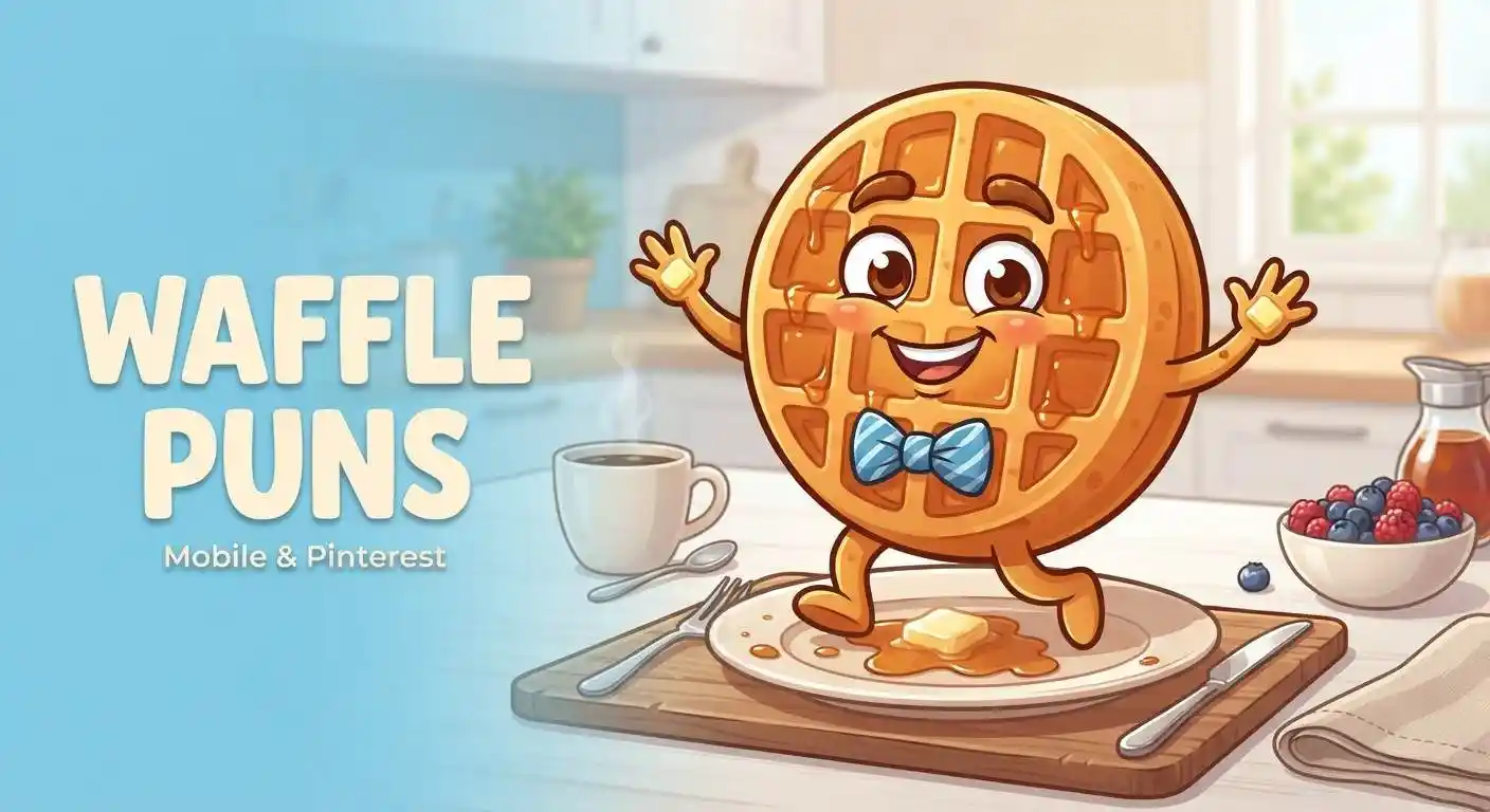 Cheerful cartoon waffle breakfast character